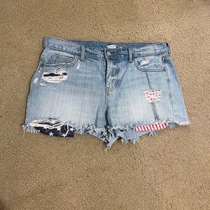 Old navy boyfriend size 10 red white blue pockets
